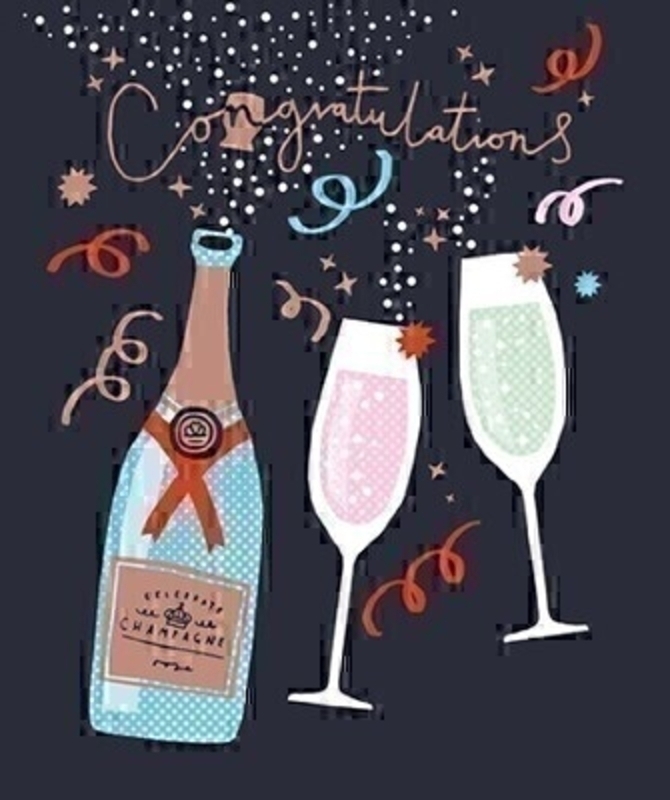 Champagne and Glasses Congratulations Card by Paper Rose